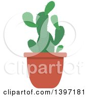 Clipart Of A Potted Cactus Plant Royalty Free Vector Illustration