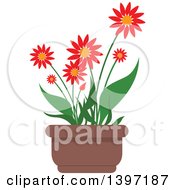 Clipart Of A Potted Flowering Plant Royalty Free Vector Illustration