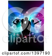 Poster, Art Print Of Background Of Silhouetted Dancers With Magical Swooshes Over Colorful Lights