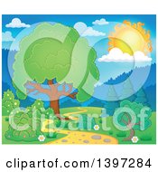 Poster, Art Print Of Lush Tree With A Green Canopy And A Path On A Sunny Day