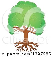 Poster, Art Print Of Lush Tree With A Green Canopy And Visible Roots