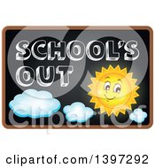 Poster, Art Print Of Black Board With Schools Out Text And A Sun