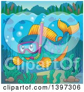 Poster, Art Print Of Happy Snorkeling Fish Underwater