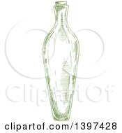Clipart Of A Sketched Oil Bottle Royalty Free Vector Illustration