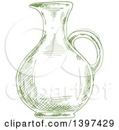 Clipart Of A Sketched Oil Bottle Royalty Free Vector Illustration
