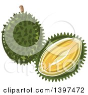 Clipart Of Durian Fruits Royalty Free Vector Illustration