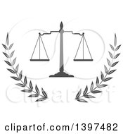 Clipart Of A Laurel Wreath With Legal Gray Scales Of Justice Royalty Free Vector Illustration by Vector Tradition SM