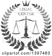 Clipart Of A Laurel Wreath With Legal Gray Scales Of Justice Royalty Free Vector Illustration by Vector Tradition SM