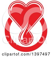 Clipart Of A Red Heart With A Blood Drop Royalty Free Vector Illustration