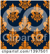 Clipart Of A Seamless Background Pattern Of Fleur De Lis Royalty Free Vector Illustration