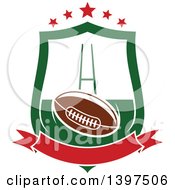 Poster, Art Print Of American Football In A Shield With Stars And A Blank Banner