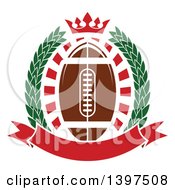 Poster, Art Print Of American Football In A Wreath With A Crown And Banner