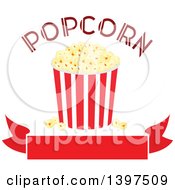 Poster, Art Print Of Popcorn Bucket And Text Over A Blank Banner