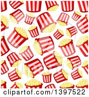 Poster, Art Print Of Seamless Background Pattern Of Popcorn Buckets