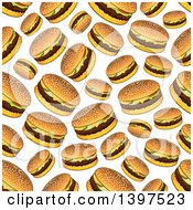 Poster, Art Print Of Seamless Background Pattern Of Cheeseburgers