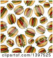 Poster, Art Print Of Seamless Background Pattern Of Hamburgers
