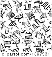 Poster, Art Print Of Seamless Background Pattern Of Shopping Carts