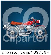 Poster, Art Print Of Motorcycle With Visible Mechanical Parts On Blue