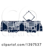 Poster, Art Print Of Trolley With Silhouetted Blue Visible Mechanical Parts