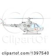 Helicopter With Visible Mechanical Parts