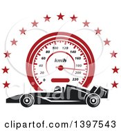 Poster, Art Print Of Profiled Race Carover A Speedometer In A Circle Of Stars