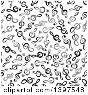 Poster, Art Print Of Seamless Background Pattern Of Music Clefs