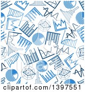 Poster, Art Print Of Seamless Background Pattern Of Blue Charts And Graphs