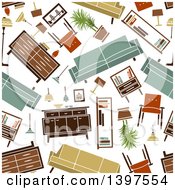 Clipart Of A Seamless Background Pattern Of Retro Furniture Royalty Free Vector Illustration by Vector Tradition SM