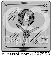 Clipart Of A Sketched Vault Royalty Free Vector Illustration