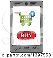Poster, Art Print Of Sketched Smart Phone On A Purchase Screen