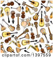 Poster, Art Print Of Seamless Background Pattern Of Instruments