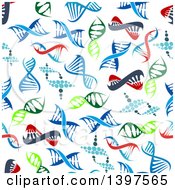 Poster, Art Print Of Seamless Background Pattern Of Dna Strands