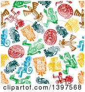 Clipart Of A Seamless Background Pattern Of Mayan Hieroglyphs Royalty Free Vector Illustration by Vector Tradition SM