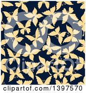 Poster, Art Print Of Seamless Background Pattern Of Silhouetted Butterflies