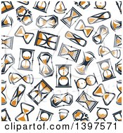 Poster, Art Print Of Seamless Background Pattern Of Hourglasses
