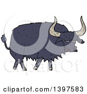 Clipart Of A Cartoon Long Haired Cow Bull Royalty Free Vector Illustration