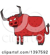 Clipart Of A Cartoon Red Cow Bull Royalty Free Vector Illustration