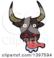 Clipart Of A Cartoon Licking Cow Bull Royalty Free Vector Illustration