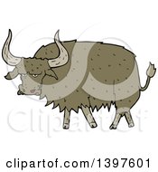 Clipart Of A Cartoon Long Haired Cow Bull Royalty Free Vector Illustration
