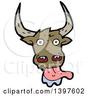 Clipart Of A Cartoon Licking Cow Bull Royalty Free Vector Illustration