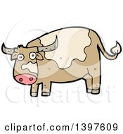 Clipart Of A Cartoon Cow Bull Royalty Free Vector Illustration
