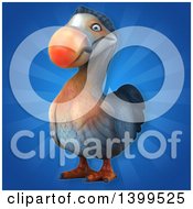Clipart Of A 3d Dodo Bird Over Rays Royalty Free Illustration