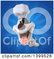 Clipart Of A 3d Chef Jack Russell Terrier Dog Over Rays Royalty Free Illustration