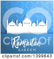 Poster, Art Print Of Ramadan Kareem Background With A Silhouetted Mosque Over Blue