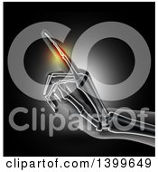 Clipart Of A 3d Xray Of A Womans Hand With Visible Bones And Glowing Pain On Black Royalty Free Illustration