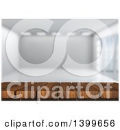 Clipart Of A 3d Wood Table And Blurred White Room Royalty Free Illustration