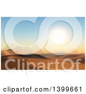 Clipart Of A 3d Landscape Background Of A Desert Sunset Or Sunrise Royalty Free Illustration