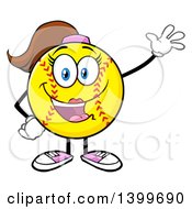 Cartoon Female Softball Character Mascot Waving