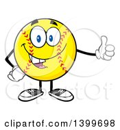 Cartoon Male Softball Character Mascot Giving A Thumb Up