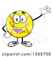 Cartoon Male Softball Character Mascot Waving